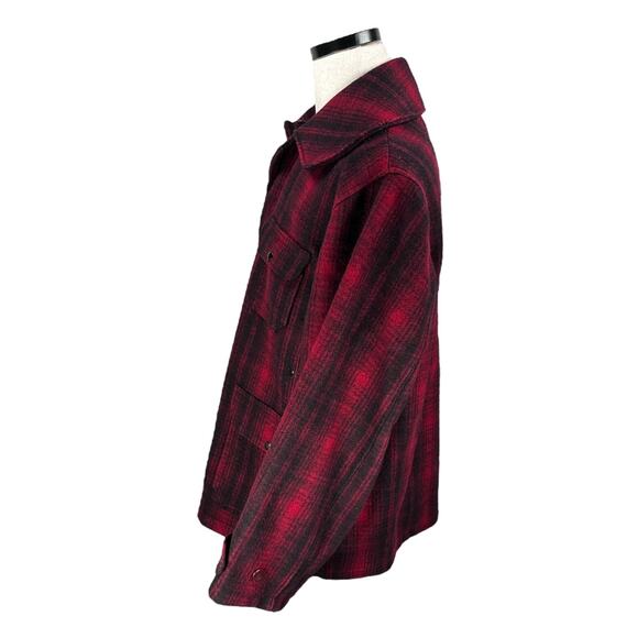 Vintage Woolrich Jacket Men’s 44 Red Black Plaid Wool 30s 40s Hunting Coat Heavy - Picture 4 of 13